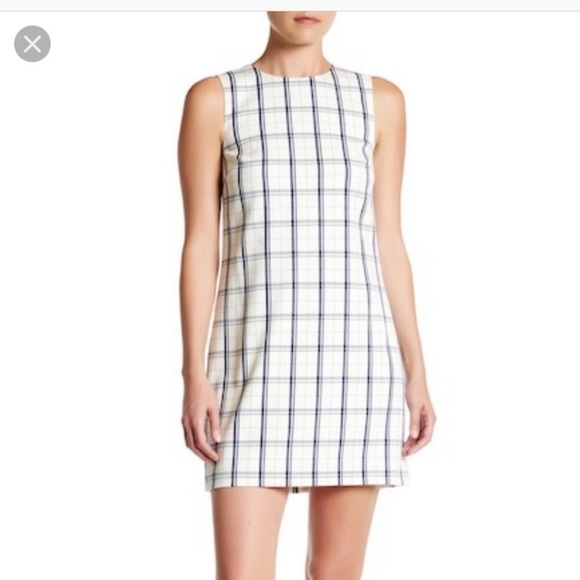 Theory Dresses & Skirts - Theory Adraya Wool Blue Ivory Plaid Shift Dress 4